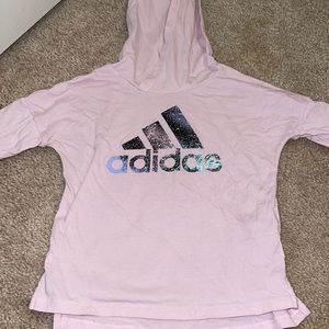 Toddler pink adidas lightweight hoodie/shirt